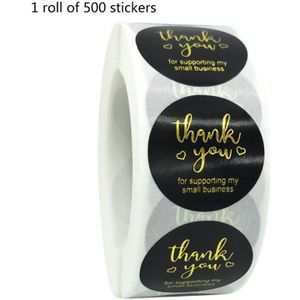 500 Stuks Dank U Sticker Goud Zilver Folie Seal Label Voor Kleine Winkel Huwelijkscadeau