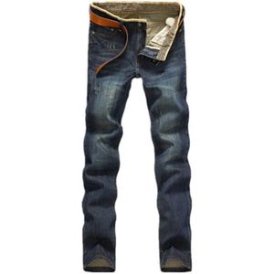 Lente Herfst Mannen Mid-Rise Straight Jeans Comfortabele Broek Casual Slanke Rechte Broek