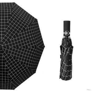Alleen Jime Automatische Drie Opvouwbare Paraplu Regen Zwart Wit Streep Mannen Reizen Zakelijke Draagbare Paraplu Grote