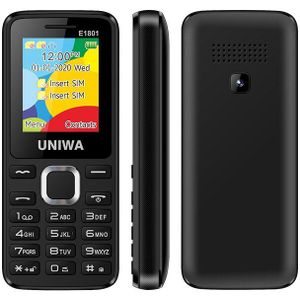 Voor Oudere 2G Gsm Bar Feature Mobiele Telefoon Dual Sim Mobiele Telefoon Draadloze Fm Radio Ondersteuning Tf Uitbreiding Vibrator Uniwa e1801