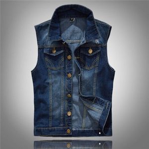 2022 Size M-5XL Denim Vest Mannen Jas Mouwloos Ongedwongen Vest Mannen Jean Jas Ripped Slim Fit mannelijke Jas Cowboy