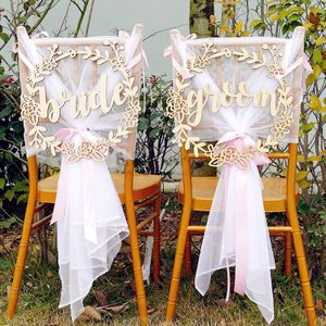 Rustieke bruiloft houten stoel teken garland vorm bruiloft stoel teken bruid en bruidegom tafel decoratie