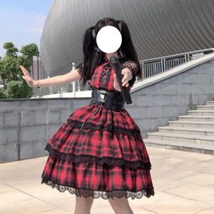 Zomer Japanse Gothic Lolita Jsk Jurk Vrouwen Victoriaanse Vintage Cosplay Punk Lolita Kostuums Fairy Kei Middeleeuwse Plaid Jurken