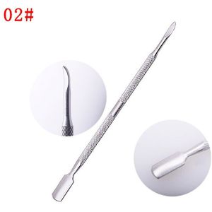 1Pcs Double-Ended Rvs Cuticle Pusher Dode Huid Push Remover Voor Pedicure Manicure Nail Art Cleaner Care tool