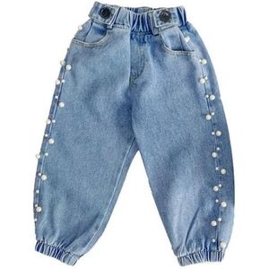 Herfst Schattige Meisjes Mode Kant Parel Casual Jeans 1-6 Jaar Baby Meisje All-Match Denim Broek