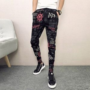 Casual Slanke Joggers Broek Mannen Joggingbroek Pantalones Hombre Koreaanse Afdrukken Hip Hop Broek Mannelijke Streetwear Harembroek