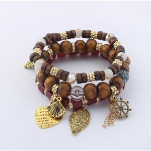 Gedicht Sneeuw Liefdevolle Leaf Multi-Layer Bead Armband