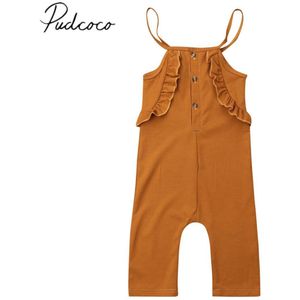 Baby Zomer Kleding 2-7Y Peuter Kids Baby Meisje Ruches Romper Overalls Solid Mouwloze Kleding Outfit Sunsuit Kleding