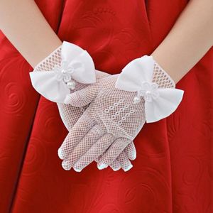 Meisjes Handschoenen Prinses Mesh Jurk Accessoires Holle Boog Knoop Prom Voor Kids Bruid