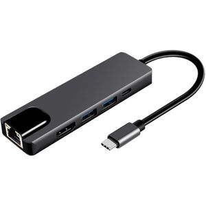 5 In 1 Type C Docking Station Adapter 4K Hdmi Usbc Hub Naar Gigabit Ethernet Rj45 Lan Adapter Voor macbook Thunderbolt 3 Usb C Hub