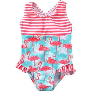 Gloednieuwe Zomer Peuter Kids Baby Meisjes Flamingo Bikini Mouwloze Strap Badmode Badpak Leuke Beachwear