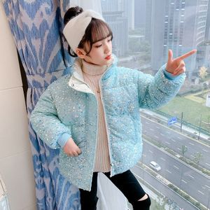 Winter Kinderen Gekleurde Glanzende Pailletten Jasje Voor Tieners Meisje Kleding Kids Warm Dikker Mode Uitloper Met Pailetten
