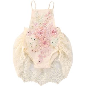0-18M Pasgeboren Baby Baby Meisjes Bodysuits Kant Bloemen Print Mouwloze Mooie Jumpsuits 2 Stijl