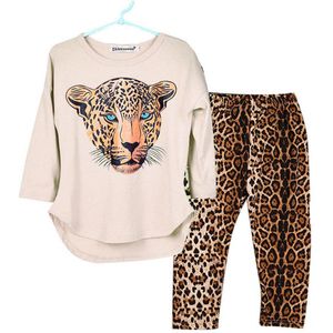 Peuter meisje kleding Baby Meisjes Tiger Print Lange Mouwen Tops + Luipaard Broek Outfit Kostuum Boutique Kinderkleding ropa nina bebes