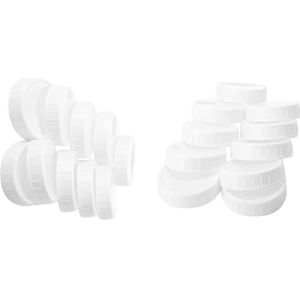 20Pcs Plastic Opslag Caps Deksels Geribbeld Voor Standaard Regelmatige Mond Mason Jar Fles, 86Mm &amp; 70Mm