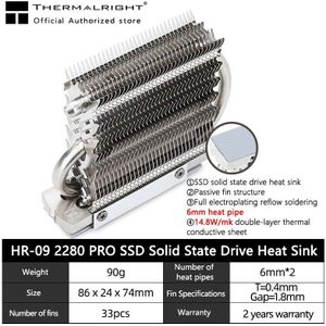 Thermalright HR-09 2280/HR-09 2280 Pro M.2 Solid State Drive Aghp Heat Pipe Radiator Ssd Koeler Volledig Electroplated