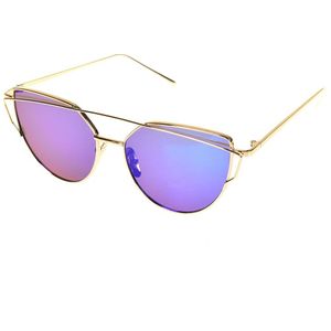 Luxe Vintage Ronde Zonnebril Vrouwen Cat Eye Brillen Voor Vrouwen Dames Sunglass Spiegel Bril