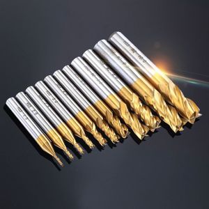 7 pcs/11 pcs Frezen 4-Fluit Titanium HSS End Mill Set 1.5-10mm CNC router Bit voor Hout Staal Frezen