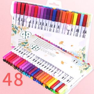 36/48/60/80/100 Kleuren Aquarel Markers Voor Tekenen Schilderen Set Professionele Water Haarkleuring Borstel Pen Set dual Tip Voor School