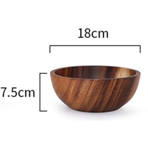 Japanse Stijl Platte Bodem Acacia Houten Kom, Houten Hotel Restaurant Keuken Servies, Slakom, hele Houten Soepkom