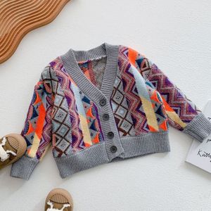 Meisje Patroon Wollen Vest Meisjes Winter Top Plaid Truien Lange Mouwen Koreaanse Stijl Katoen Kinderen Kleding Peuter Jongen Trui