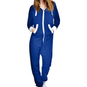 Jumpsuits Voor Vrouwen Slaap Kleding Lange Mouwen Soft Fleece Warm Hooded Zip Up Casual Pyjama Playsuit Homewear Winter Onsie