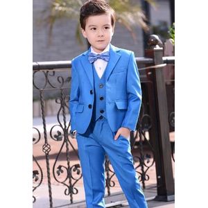 Herfst Winter Jongens Bruiloften Kids Suits Prom Suits Blue Party Suits Kids Blazers Jongens Kleding Set Jongen Klassieke Kostuum 4 stuks