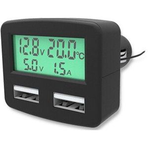 5 in 1 3A Dual USB Auto Telefoon Oplader DC 5 V Auto telefoon USB Charger Lcd-scherm Temperatuur voltage stroom Meter 12 V 24 V Voltmete