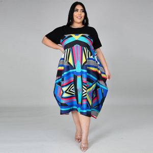 XL-5XL Plus Size Afrikaanse Jurken Voor Vrouwen Dashiki Midi Jurk Bazin Riche Afrikaanse Kleding Korte Mouwen Jurken Afrika Kleding