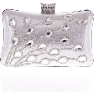 Chi Belle Mode Grote Diamant Kristal Strass Dames Avond Clutch Bag Bruid Meisje Pouch Make-Up Sluiting Trendy Case Met Ketting