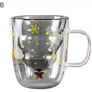 Thee Cup Sap Melk Glazen Koffie Mok Water Glas Kerstboom Vorm Dubbele Muur Warmte-isolatie Sneeuwvlok Koffie Melk Cup mok