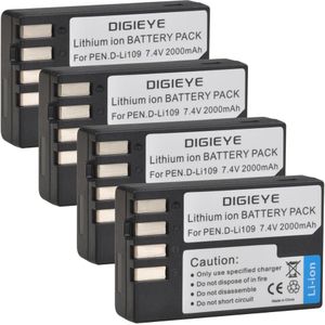 2000Mah D-Li109 D Li109 DLi109 Oplaadbare Batterij Voor Pentax K-70 K70 K-50 K50 K-30 K30 K-S1 KS1 K-S2 KS2 K-R Digitale Camera
