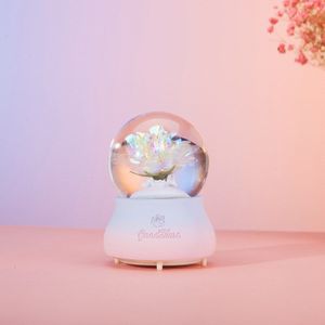 Kleurrijke Rose Crystal Ball Led Verlichting Kamer Layout Glas Bal Decoratieve Batterij Licht Woondecoratie Muziekdoos Hars Ambachten
