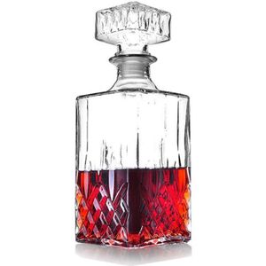 Hellodream Transparante Whisky Karaf Diamond Print Drank Decanter Glas Voor Bourbon Scotch,33.81 Oz