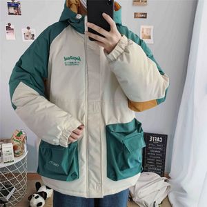 Privathinker Winter Mannen Koreaanse Streetwear Parka Mode Man Kleding Grote Maten Warm 2 Kleuren Grafische Gedrukt Mannelijke Jas