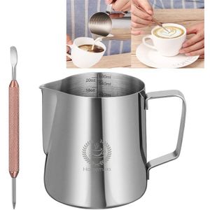 20Oz/600Ml Melk Werper Met Latte Art Pen Rvs Melkopschuimer Pitcher Voor Koffie Espresso Cappuccino en Latte