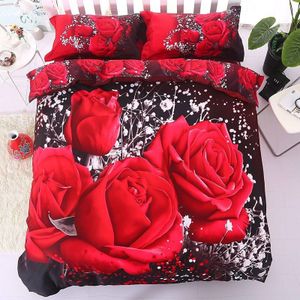 3D Grote Rode Roos Bloemen Beddengoed Lakens Bruiloft Dekbedovertrek Laken Kussenslopen Bed Set