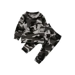 Mode camouflage kids jongens kleding set herfst peuter kleding 2 stuks zwart t-shirt + broek jongen sport pak leisure kleding