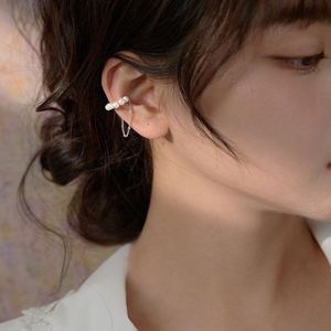 Echt 925 Sterling Zilveren Non-Doorboord Parels Oor Manchet Wraps Leuke Kwastje Kraakbeen Oorbellen Voor Vrouwen Meisjes