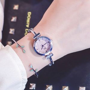 Luxe Sterrenhemel Dial Vrouwen Horloges Mode Kleine Dames Armband Horloge Eenvoudige Goud Zilver Roestvrij Staal Quartz Horloges