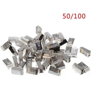 50/100Pcs CAT5 RJ45 8-Pin Afgeschermde Modulaire Plug Ethernet Netwerk Kabel Connector