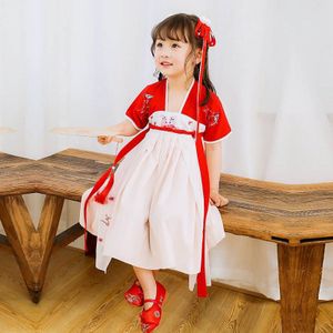 Meisjes Hanfu Kostuum Chinese Stijl Zomer Kleding Voor Kids Chinese Oude En Traditionele Kostuum Folk Dance Wear DQL1005