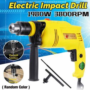 1980 W Borstelloze Motor 13 MM Elektrische Handheld Klopboormachine Hamer Boor Klopboormachine multifunctionele Torque Driver Tool