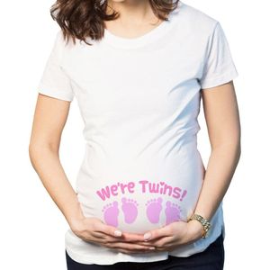 Vrouwen Mode Moederschap We Zijn Tweeling Brief Gedrukt Zwangerschap Tops Korte Mouw T-shirt Kleding
