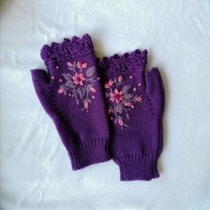 Ins Herfst Honingbij Bloem Borduren Handschoenen Vrouwen Winter Warm Handschoenen Wol Weven Fabriek Verwerking Custom Gebreide Handschoenen