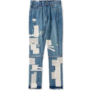 Skinny Jeans Mannen Streetwear Vernietigd Ripped Jeans Homme Hip Hop Gebroken Modis Mannelijke Potlood Biker Borduurwerk Patch Broek