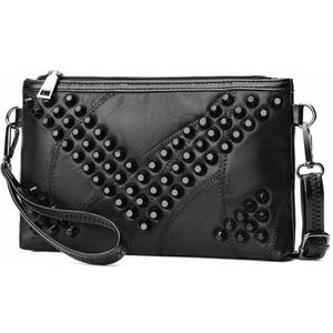 Ybyt Retro Klinknagel Tassen Voor Vrouwen Patchwork Pu Lederen Envelop Schoudertas Clutch Effen Dames Crossbody Messenger Bag Handtassen