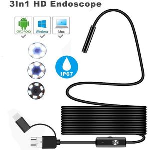 3 In 1 Hd Android Mobiele Telefoon Endoscoop 5M 10M Waterdichte IP67 Usb Inspectie Video Camera