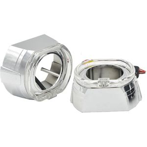 2.5 Inch Mini Bi Xenon Hid Projector Lens Drl Wit Angel Eyes Zilveren Lijkwaden H1 H4 H7 Retrofit Auto Montage kit Demon Ogen
