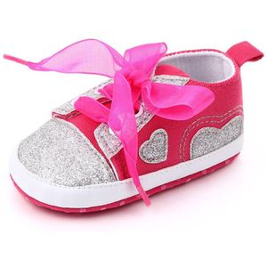 Baby Eerste Wandelaars Zachte Zool Pasgeboren Baby Jongen Meisje Pre-Walker White Crib Schoenen Glitter Hart Patchwork Sneakers 0-18 maanden